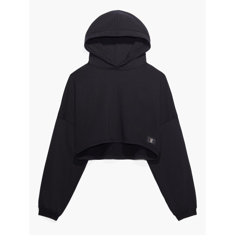 Savage X Fenty Women's Sz S Essentials Crop Hoodie Pullover Sweatshirt Black